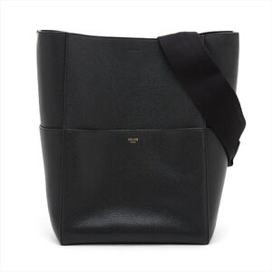 Celine Sangle Bucket Leather Shoulder Bag Black